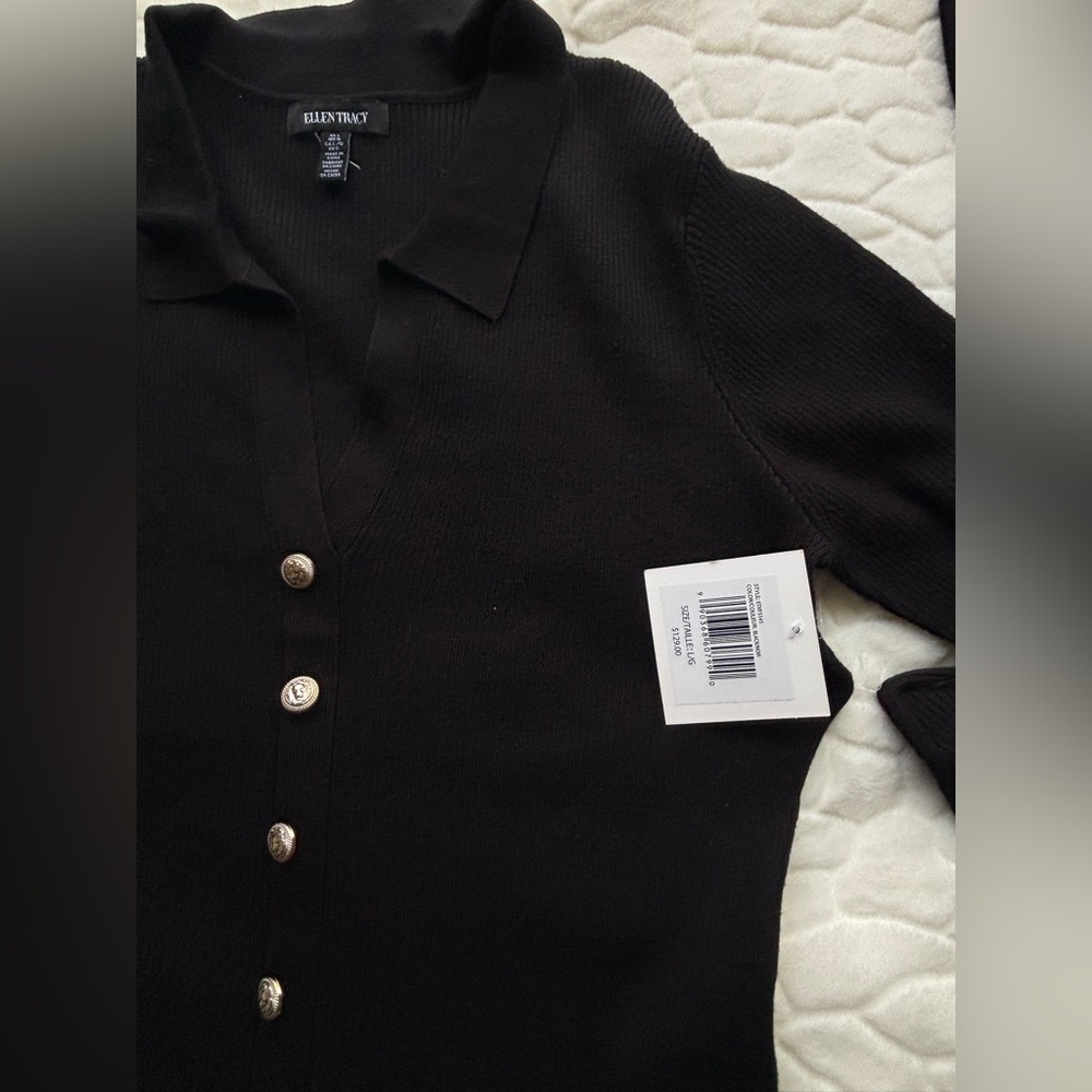 Ellen Tracy Collared Button Cardigan & Skirt - Picture 12 of 14